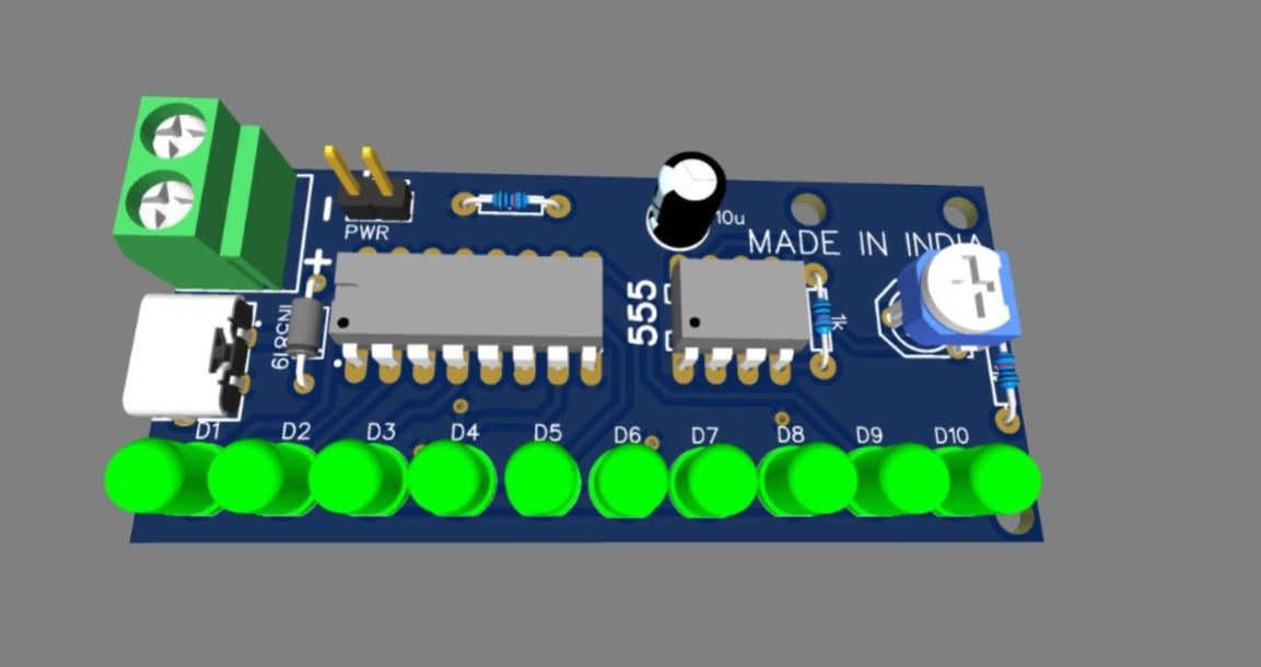 PCB FOR 10 Channel Running Light CHASER 5-12V 10Channel 555 and 4017 ETH6810