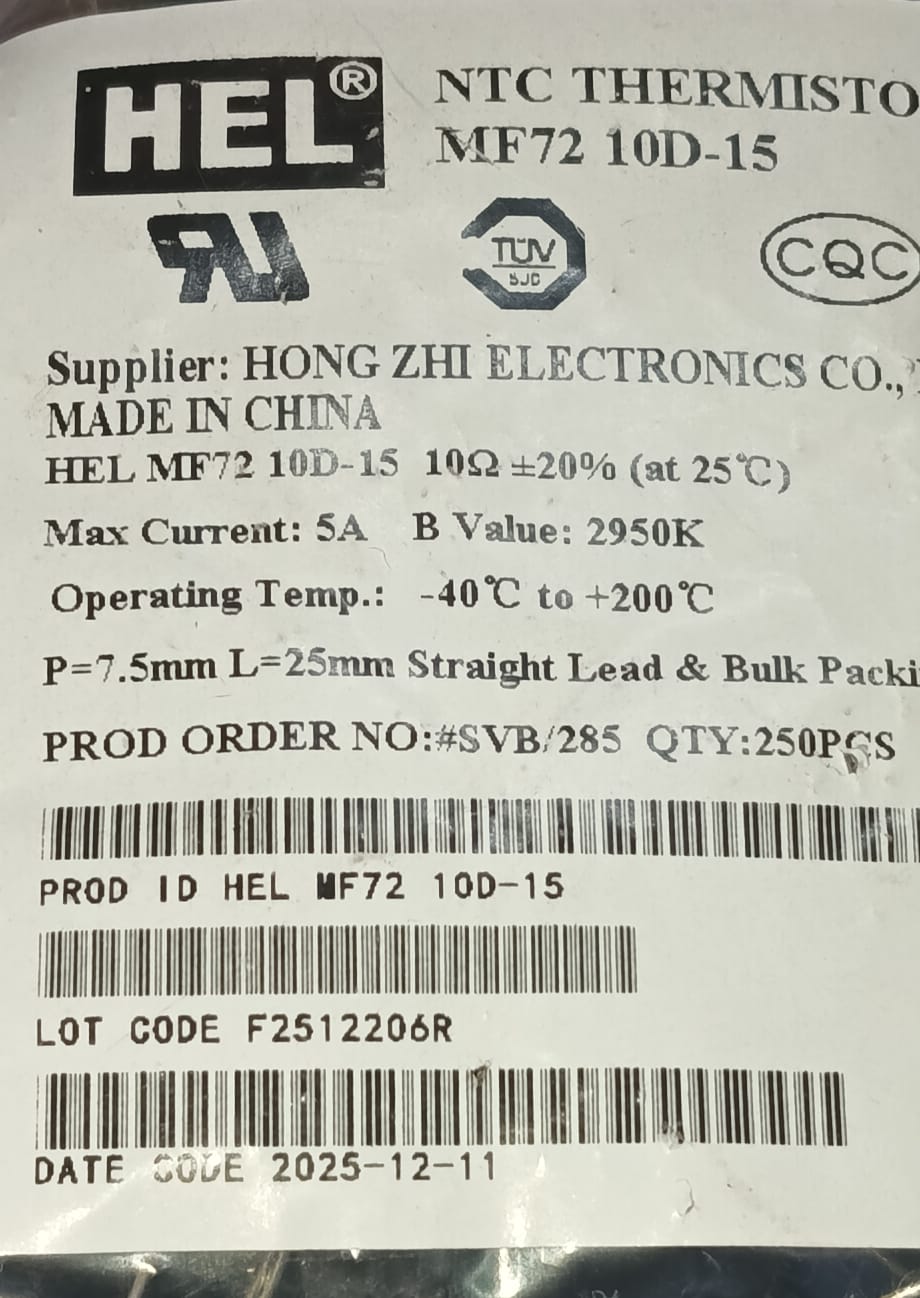 10D-15 NTC thermistor 10 OHM HEL 10D15 ETC5981