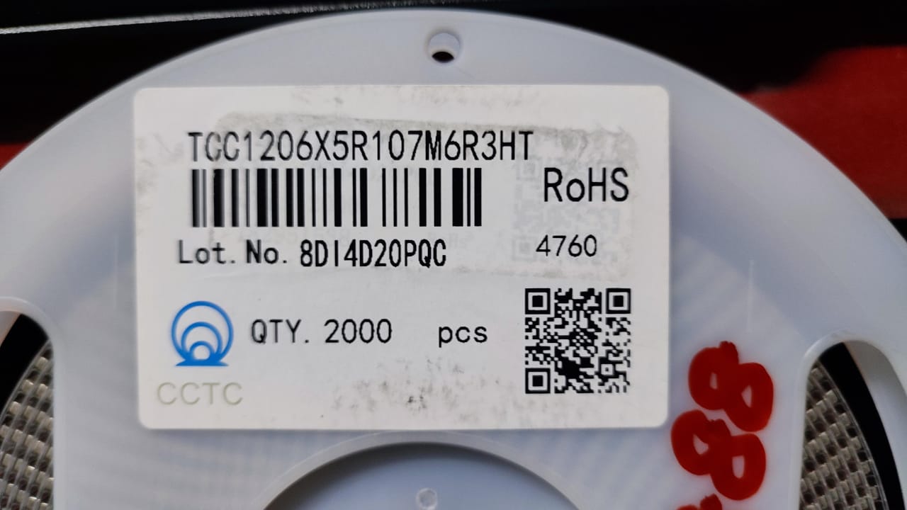 100uF 6.3V 1206 CCTC TCC1206X5R107M6R3HT X5R SMD 20% ET7888