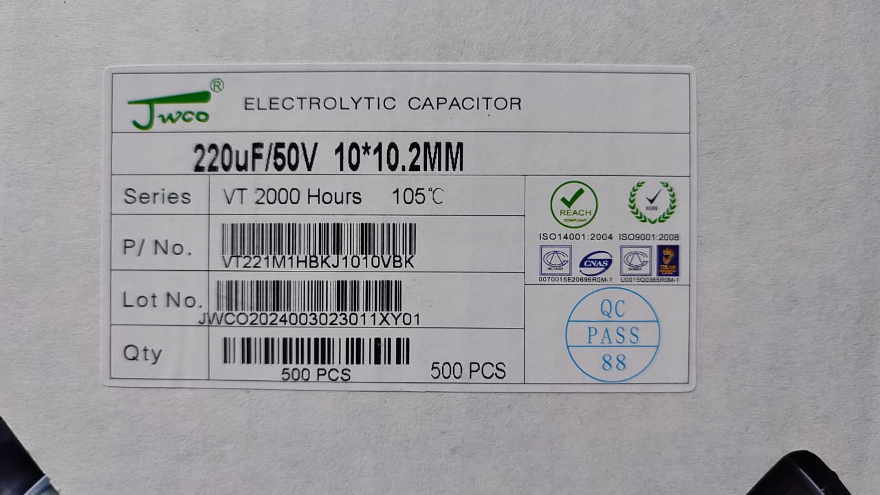 220UF 50V SMD CAPACITOR ELECTROLYTIC 10x10.2mm JWCO ETA2221