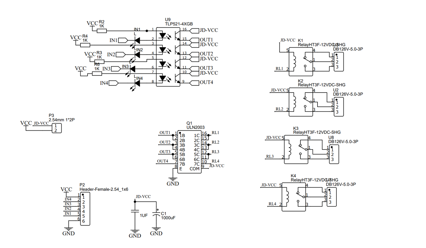PCB FOR 5V FOUR 4 Channel Relay Module With Optocoupler 4CH ET5928