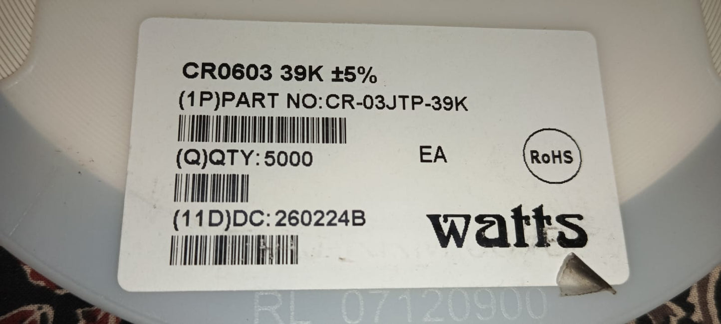 39K OHM 0603 SMD RESISTOR 1/16W 5% 393 ETD11485