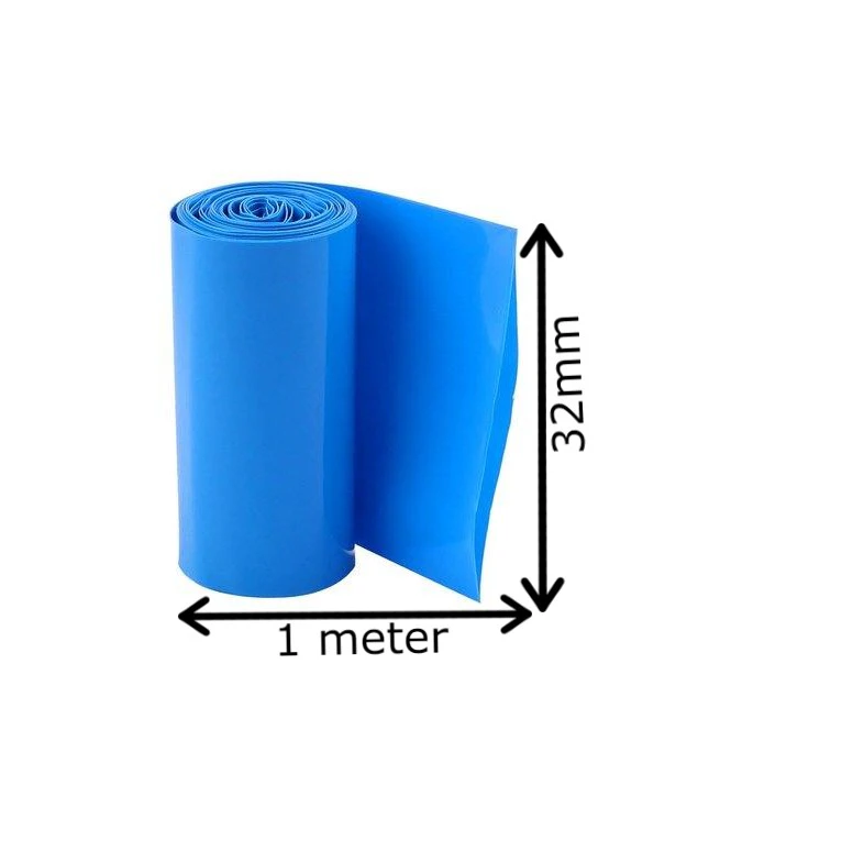 BLUE 32mm PVC Shrinkable TUBE for Battery Packaging 1meter ET2016