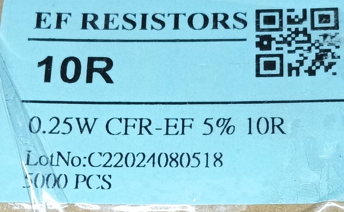 10 OHM 0.25W RESISTOR CFR TOLERANCE 5% 10R 10E ETD11418