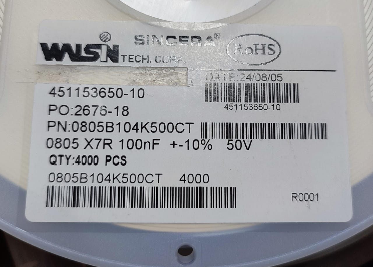 100NF 50V 0805 SMD Capacitor 10% X7R 104 0.1UF ET9201
