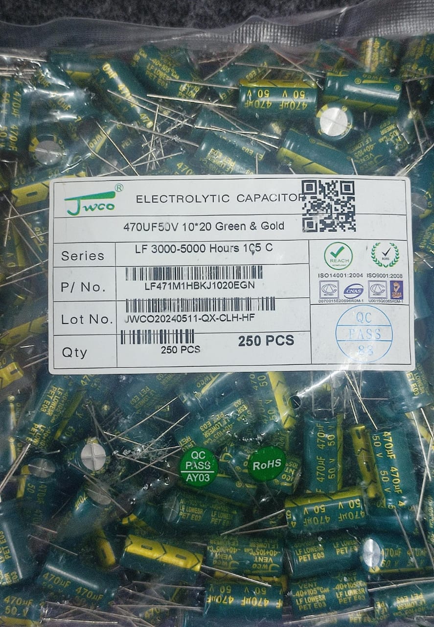 470uF 50V Electrolytic Capacitor JWCO 105C 10x20mm ET7754