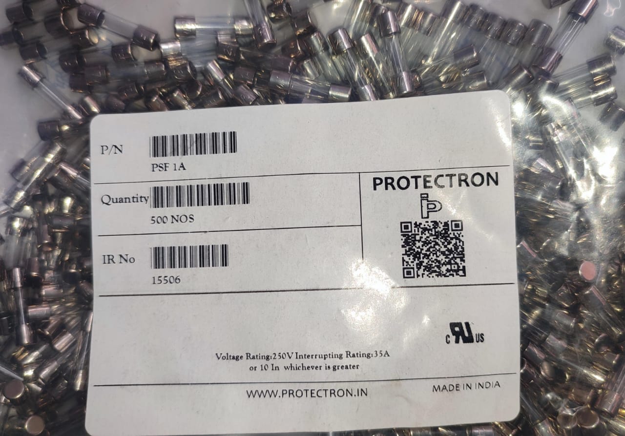 1A Fuse 5x20mm PROTECTRON Glass Tube Fast Blow ET8152