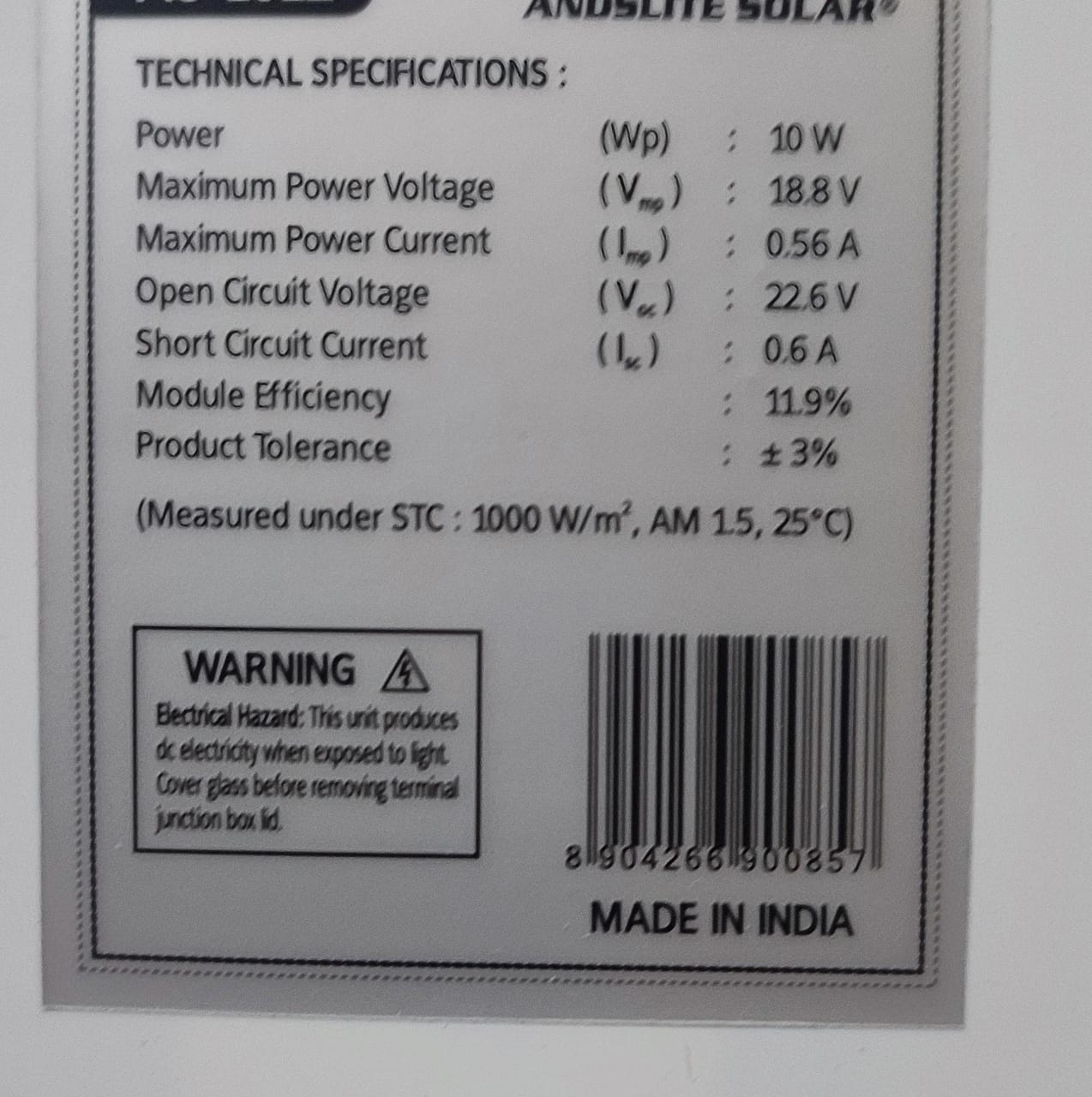 Solar Panel 12V 10W 12 V 40x18CM ET8738