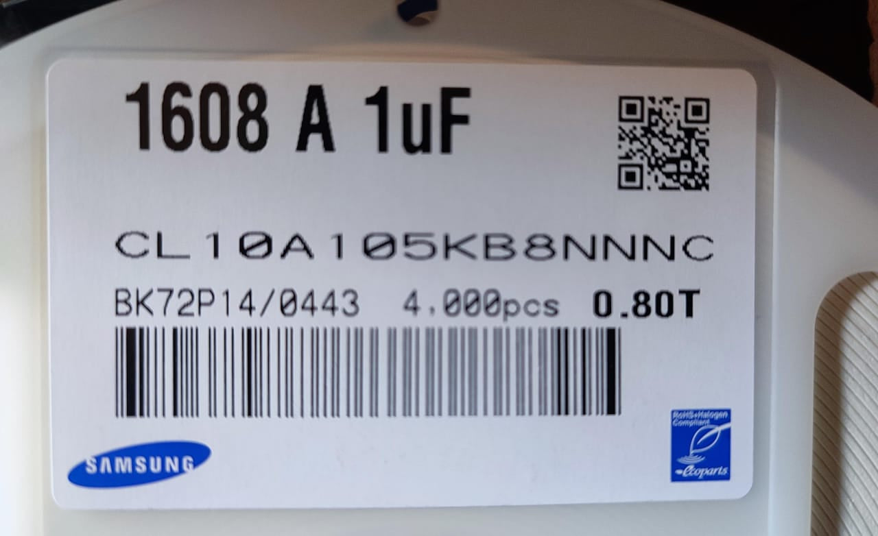 1uF 50V 0603 CL10A105KB8NNNC SAMSUNG SMD MLCC X5R ±10% ET7912