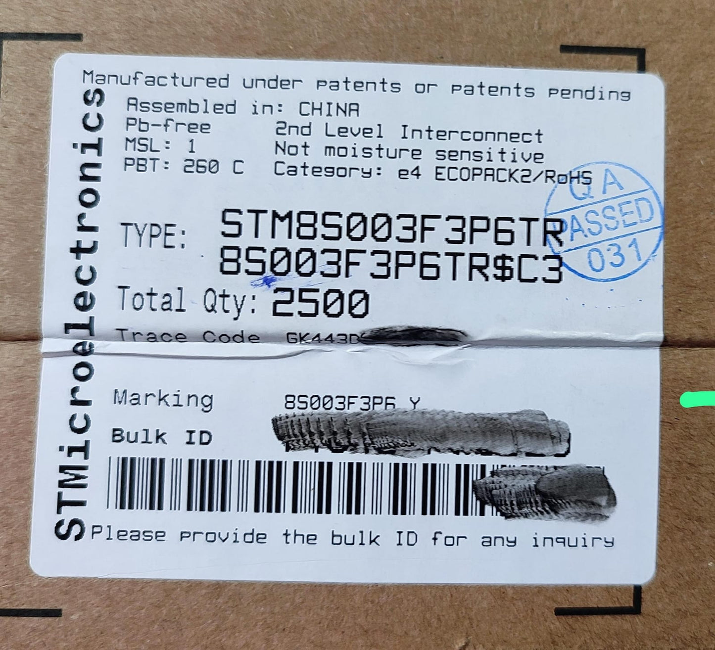 STM8S003F3P6TR TSSOP20 ST SMD microcontroller 8S003F3P6TR STM8S003F3P6 ETA1080