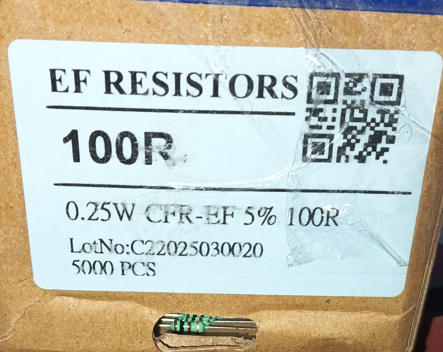 100 OHM 0.25W RESISTOR CFR TOLERANCE 5% 100E 100R ETD11419