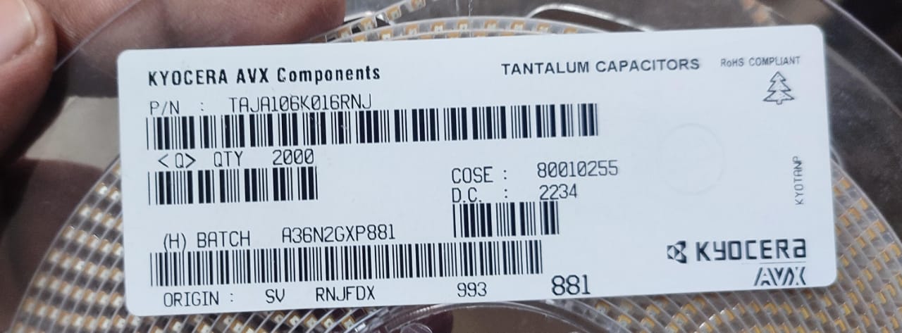 10UF 16V CASE A tantalum SMD capacitor 106 CA45-A016K106T ET9280