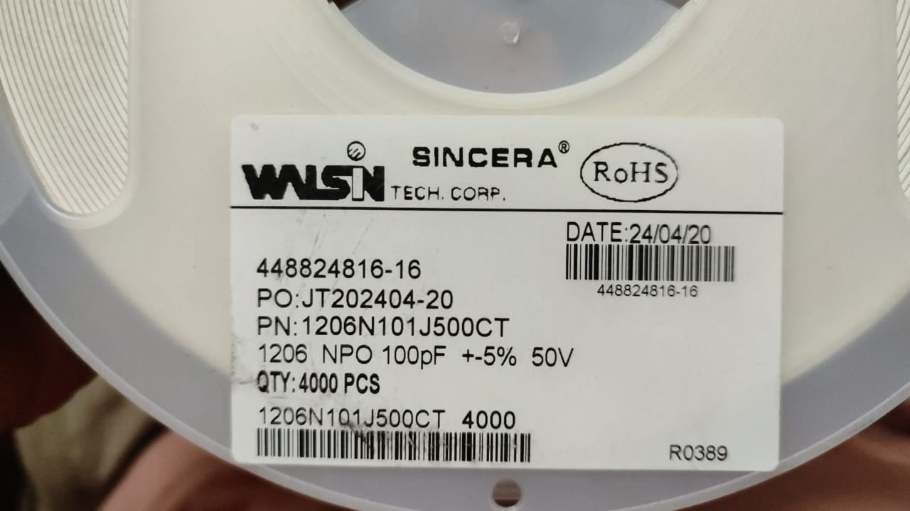 100PF 50V 1206 SMD Ceramic Capacitor 101 ET9258