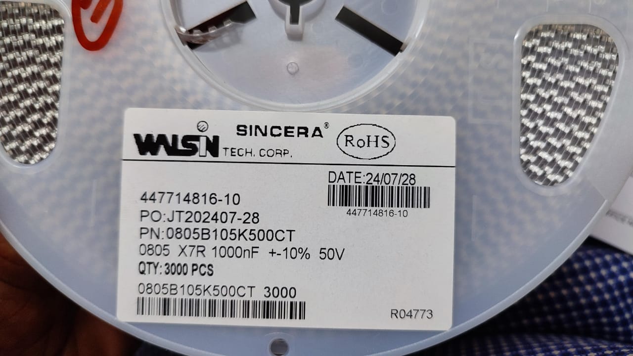 1UF 50V 0805 SMD Ceramic Capacitor 105 10% X7R WALSIN ET9204