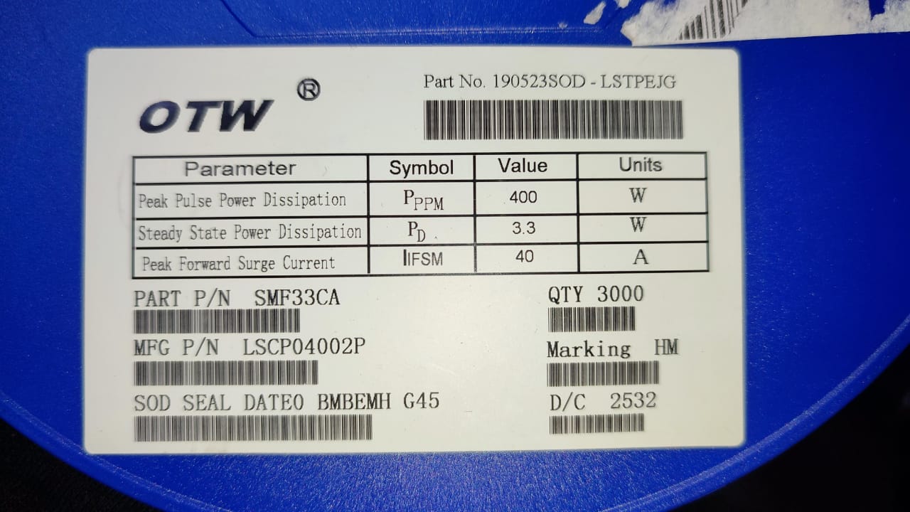 SMF33CA HM SOD-123F Bidirectional TVS Diode SMD 33CA 33V ETD11159