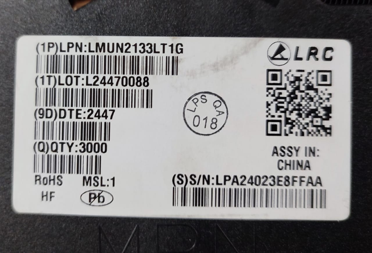 LMUN2133LT1G A6K SOT23 SMD PNP Digital Transistor 50v 100mA ETA1906
