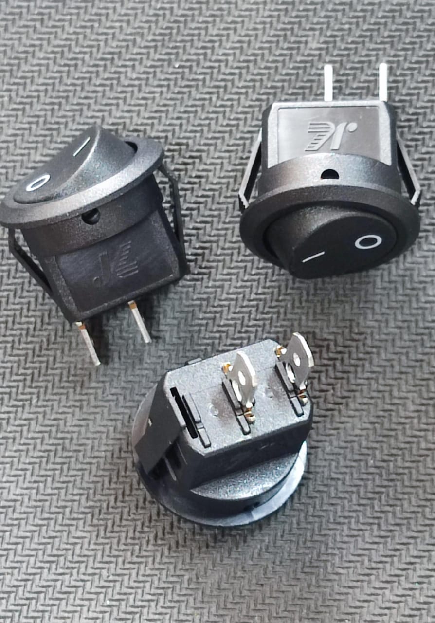 JL-RS-101-8C-BK BLACK Rocker Switch Round 5A 250V AC SPST ON-OFF ET7399