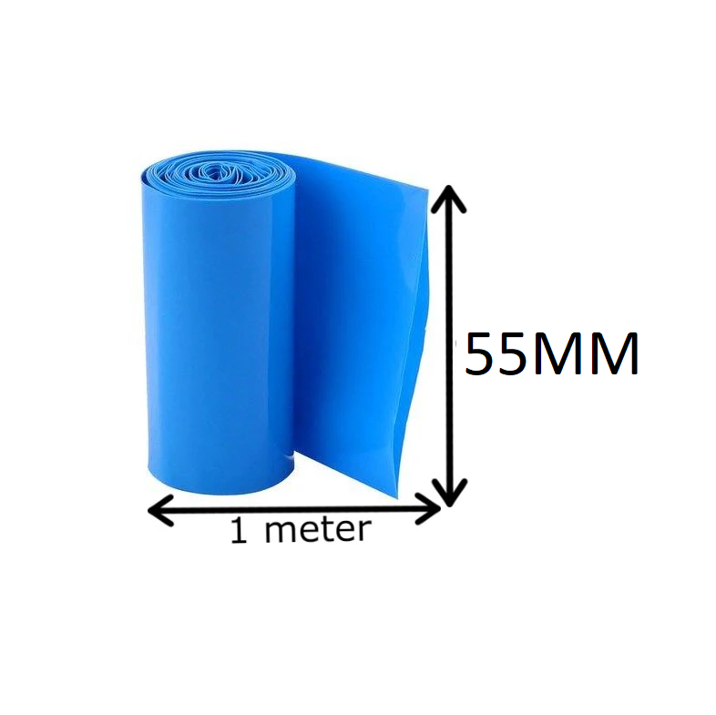 BLUE 55mm PVC Shrinkable TUBE for Battery Packaging 1meter ET2017