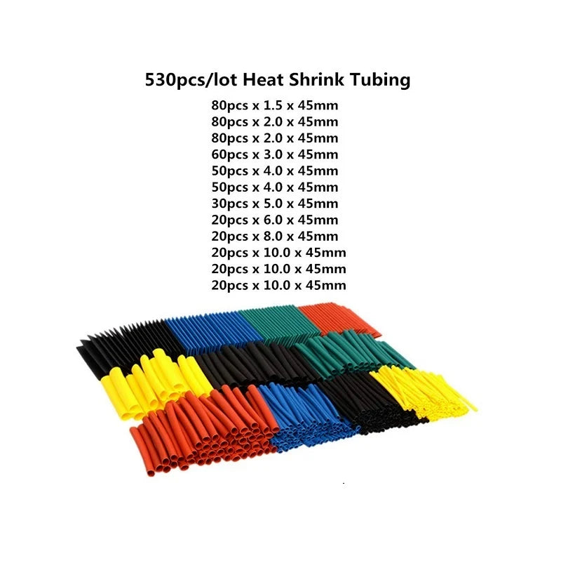 530pcs Heat Shrink Tube Insulation Assorted kit 45mm length ET7212