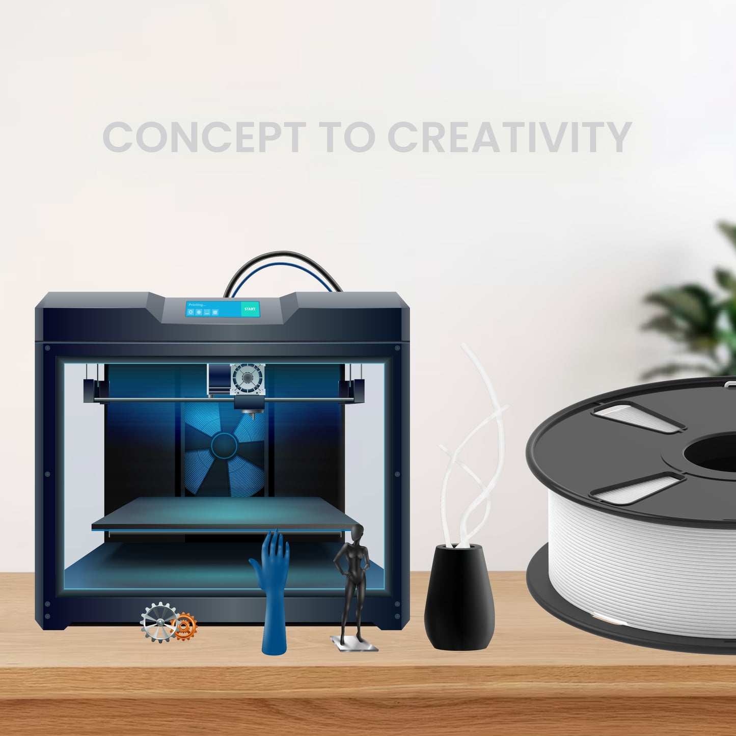 White PLA+ filament 1.75mm 1kg 3d printer Color ET6111