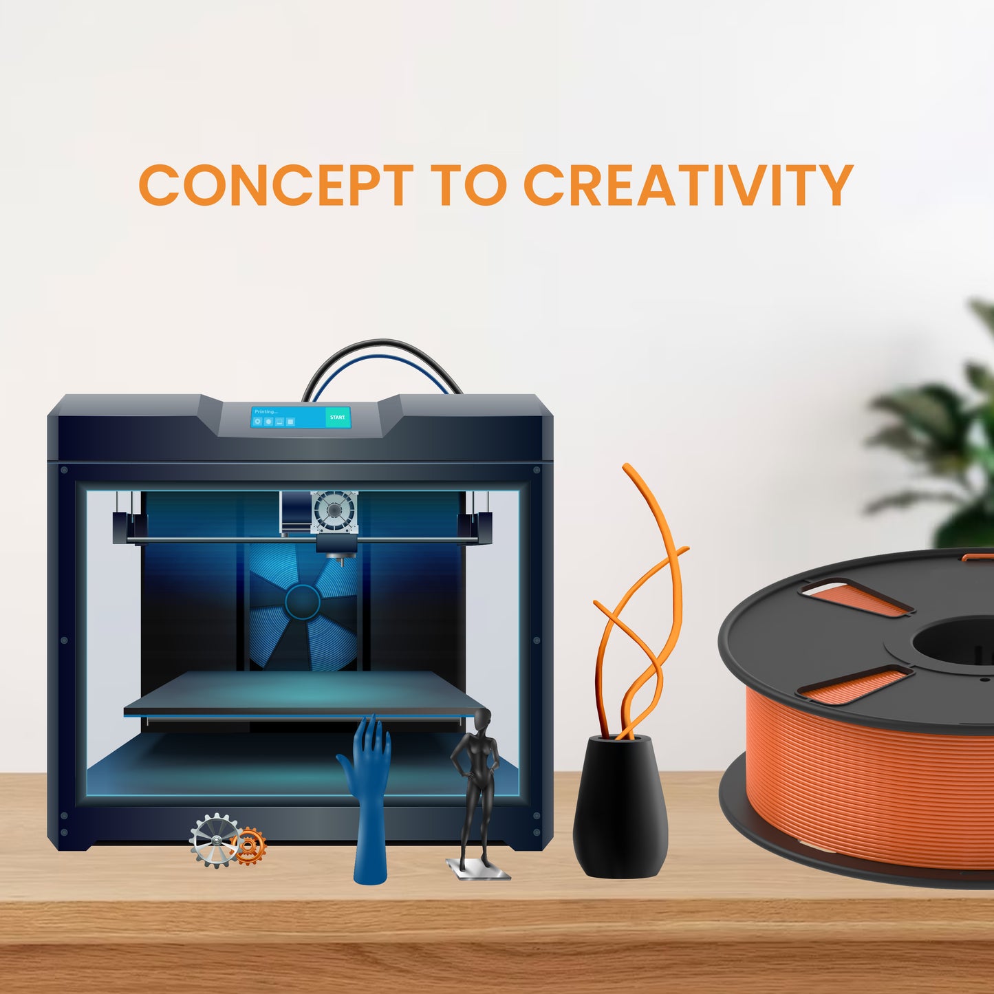 ORANGE Color PLA+ filament 1.75mm 1kg 3d printer ET7233