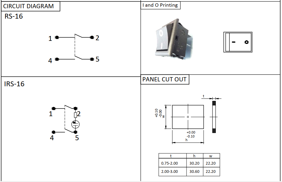 IRS-16-5 RED ELCOM 16A SWITCH 2 POSITION 4 LEG INDICATOR LIGHT 250V ROCKER ETB8850