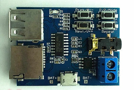 MP3 Decoding Board with Self-Powered TF Card U Disk Decoded Player Module ET5463
