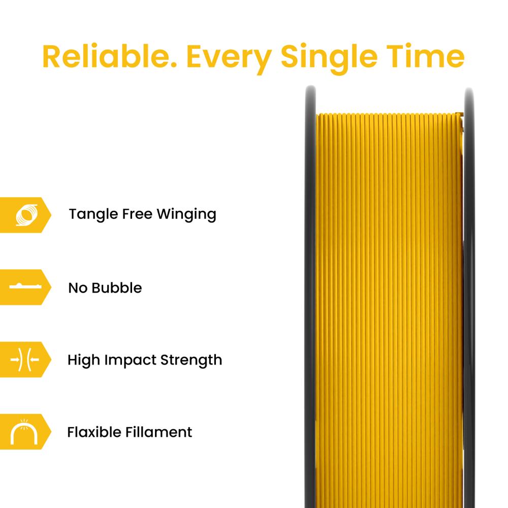 YELLOW Color 3d printer filament PLA+ 1.75mm 1kg ET6604