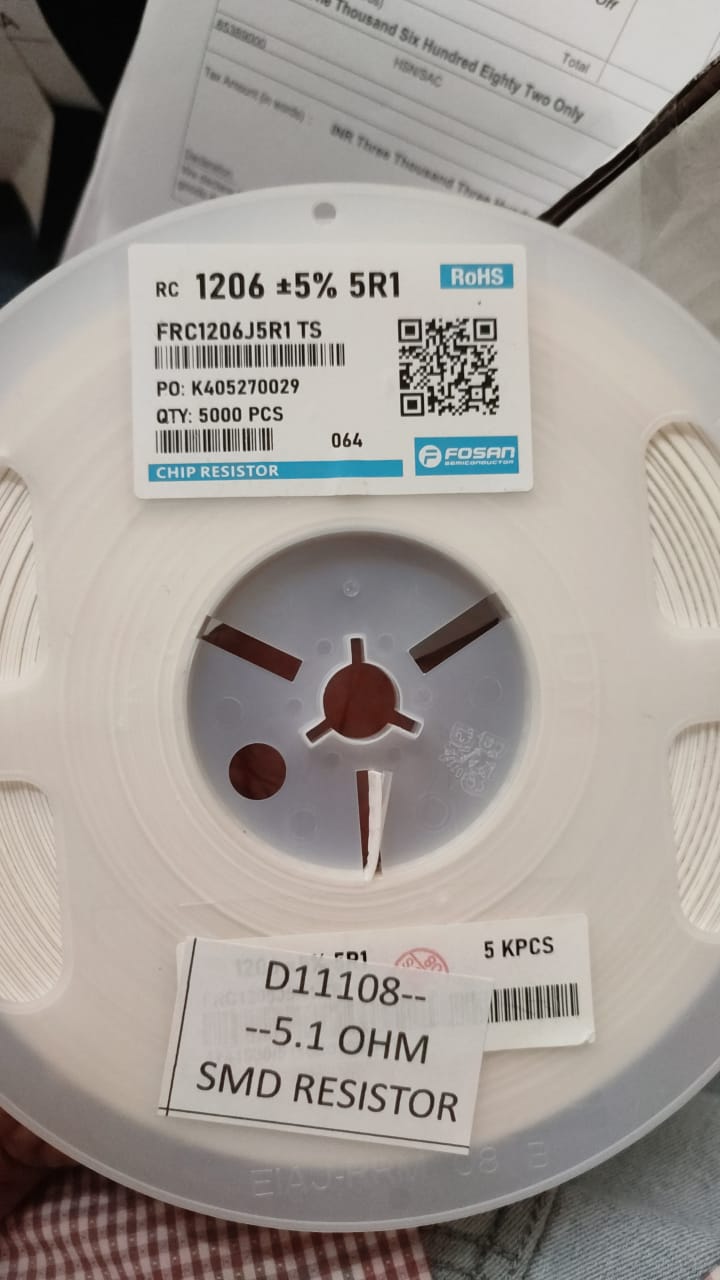 5.1 OHM SMD RESISTOR 5R1 5E1 5% 1206 FOSAN ETD11108