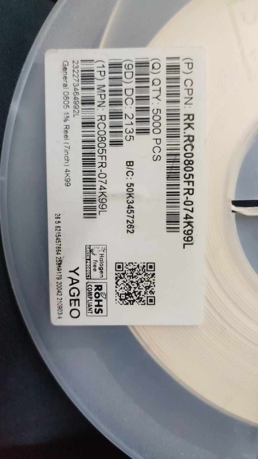 4.99k 0805 SMD RESISTOR 1% 4K99 ET6623