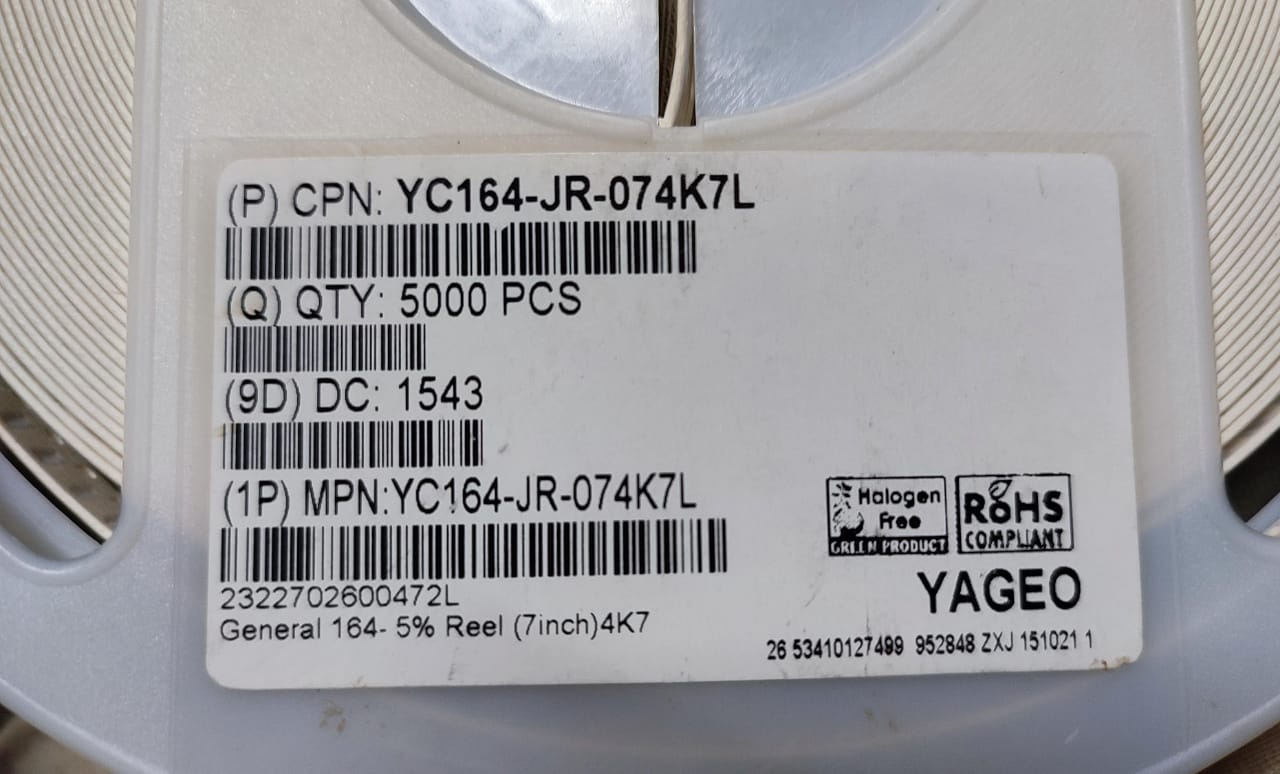 4.7K OHM 0603x4 SMD NETWORK RESISTOR 4K7 1/16W 5% ET9255