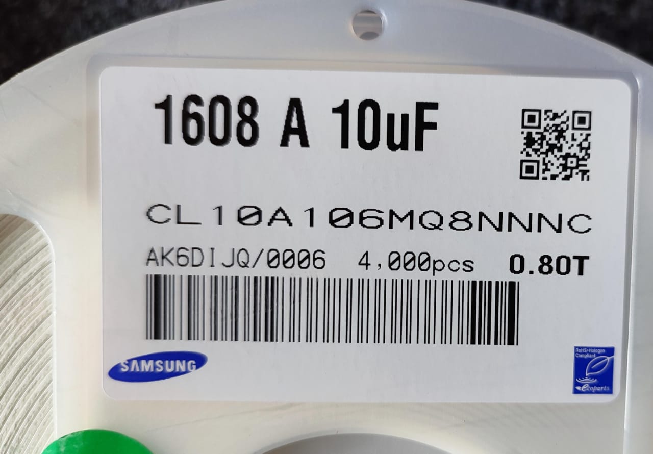 10uF 6.3V SAMSUNG CL10A106MQ8NNNC X5R 10% 0603 MLCC SMD SMT ET7920