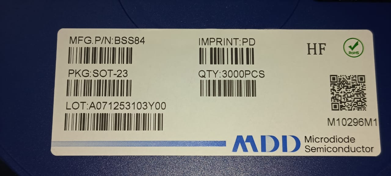 BSS84 SOT-23 MDD 60V 170mA P Channel MOSFET 84 ETA2598