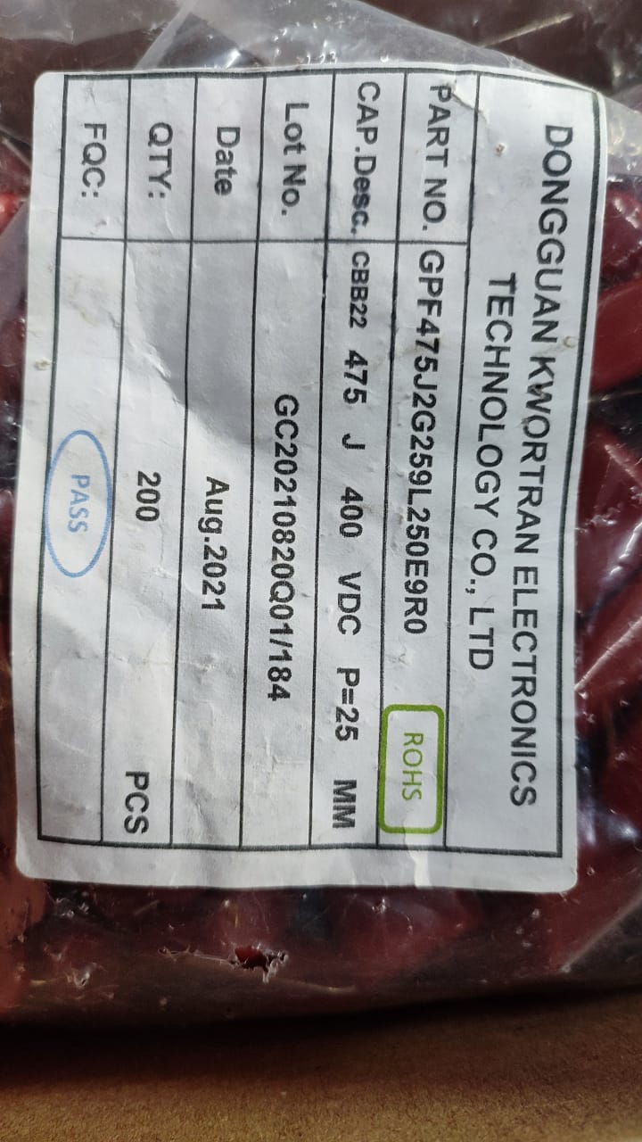 4.7UF 400V Polyester Film Capacitor 475J400V ET10189