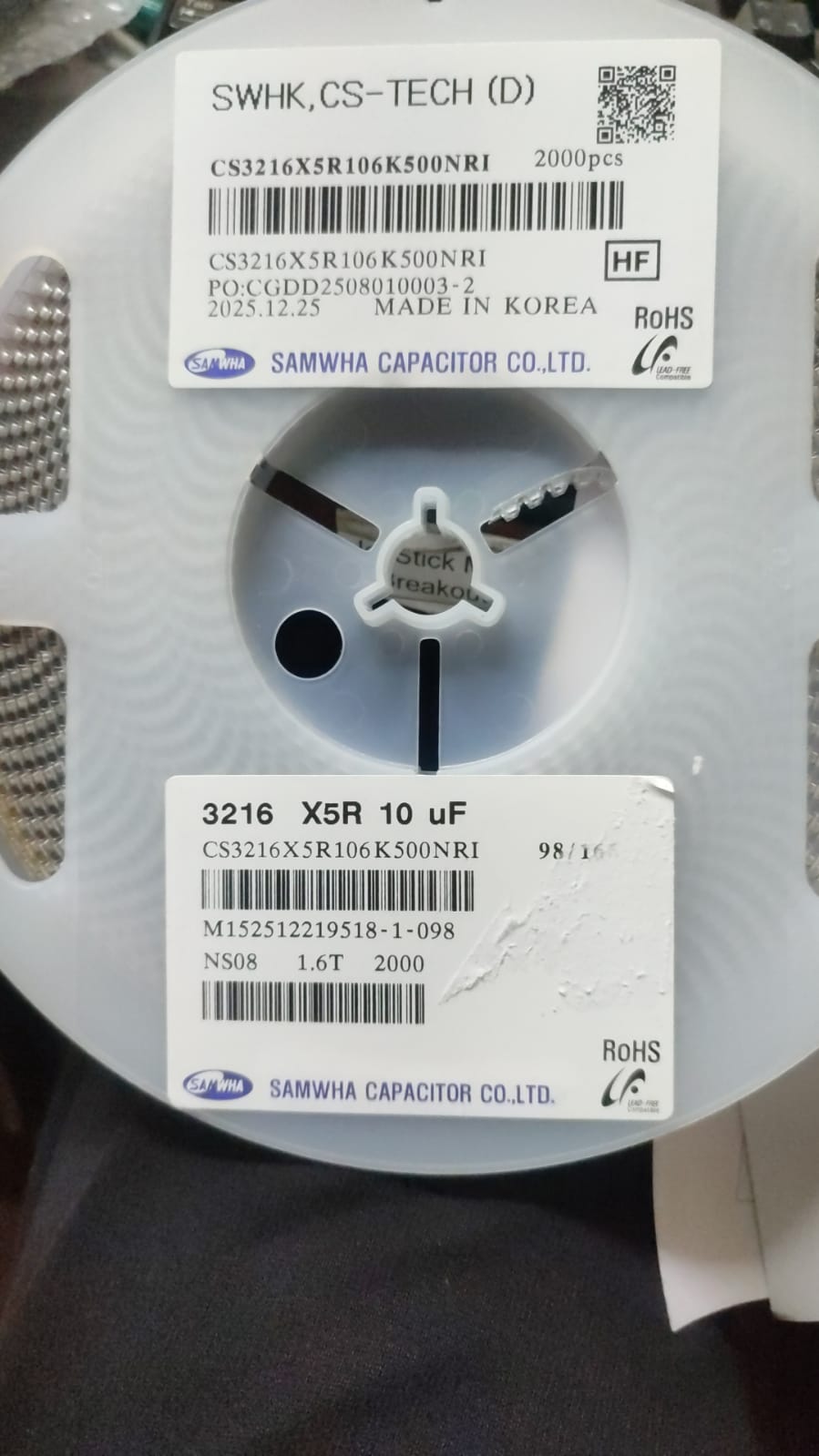 10uF 50V 1206 SAMWHA CS3216X5R106K500NRI X5R ±10% MLCC SMD ETA2400