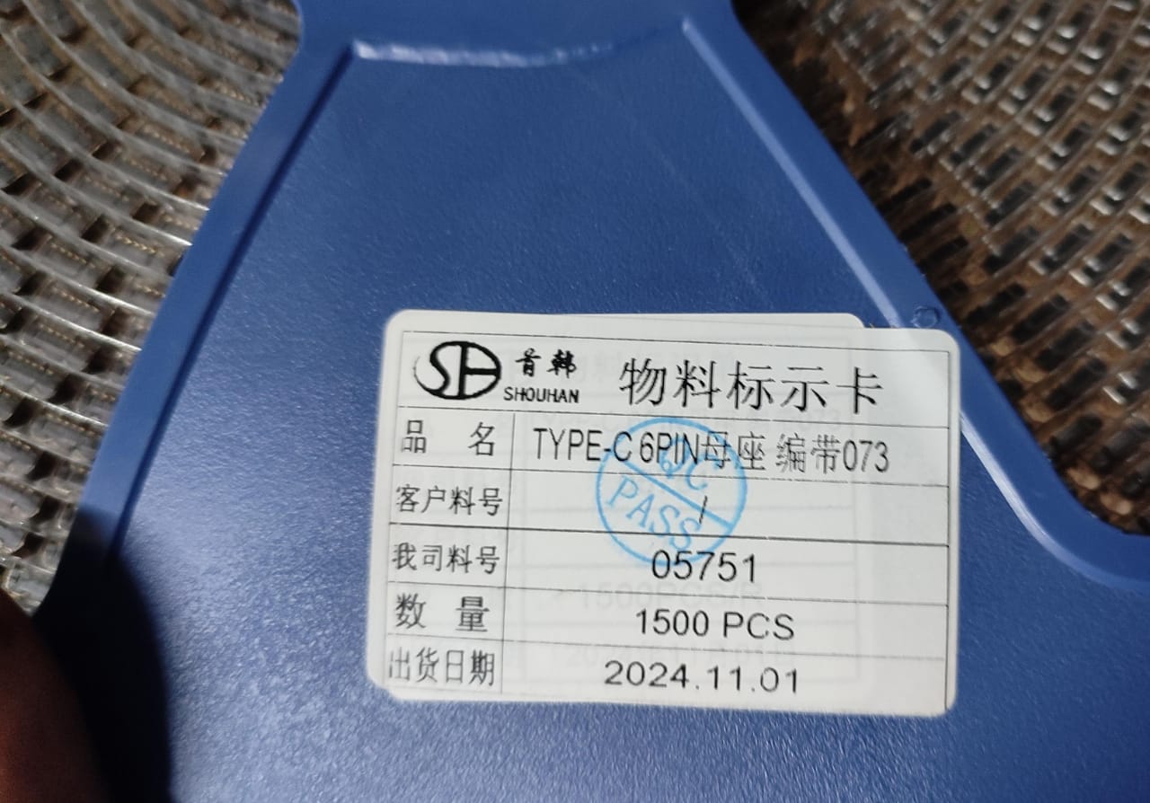 USB C Type C Female SMD 6 PIN USB Connector ETA1852