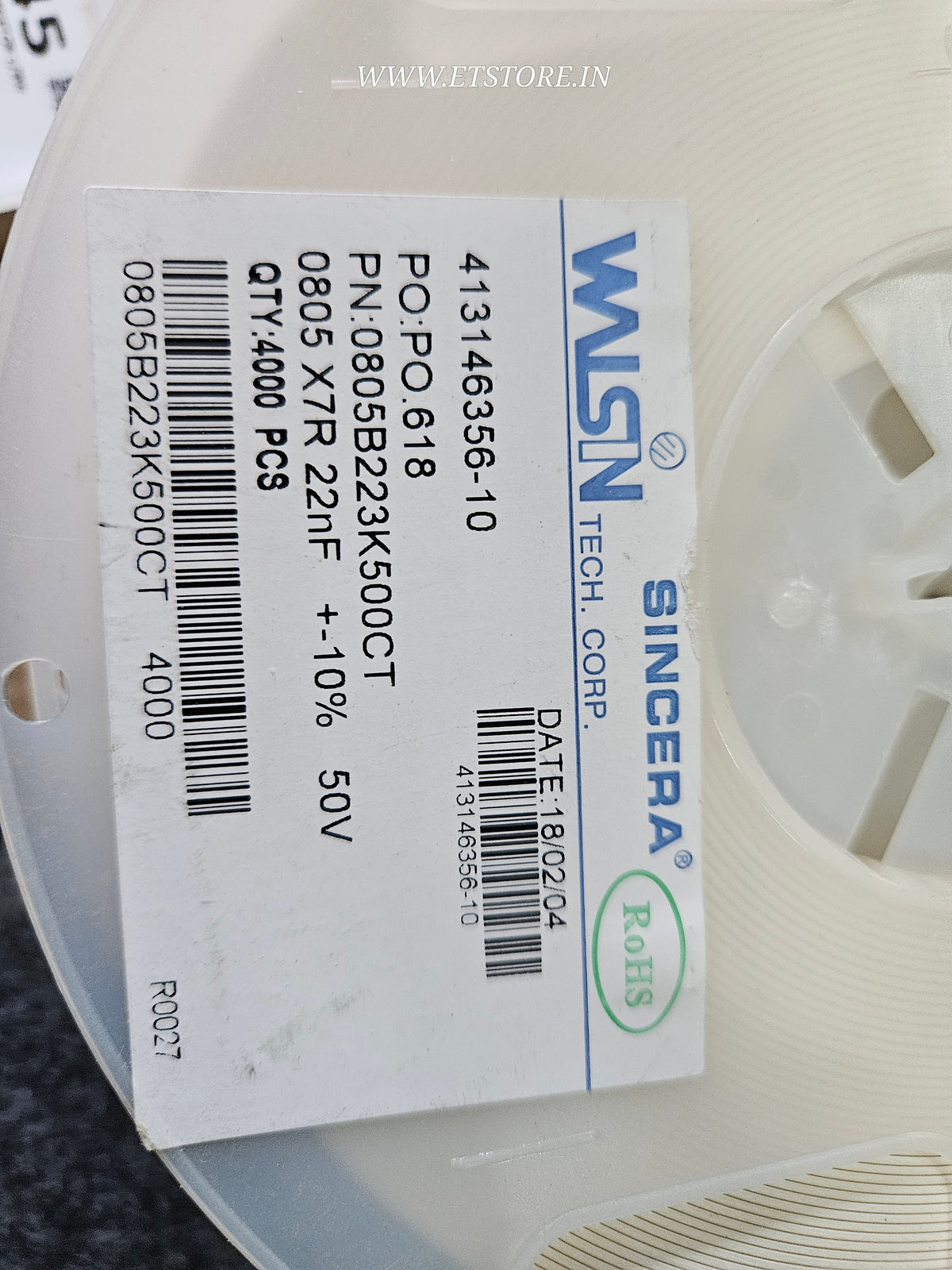 22nf SMD WALSIN 50V X7R 10% Ceramic Capacitor ET9197