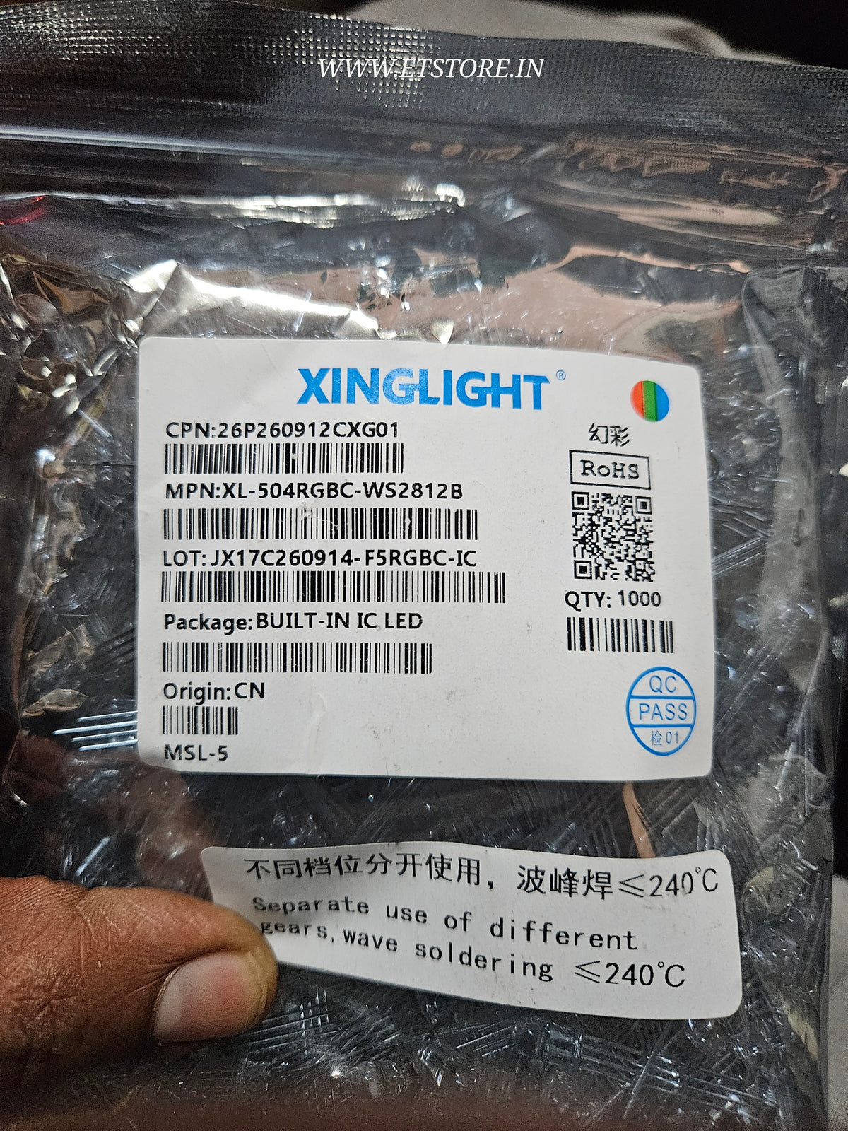 WS2812 LED 5MM XL-504RGBC-WS2812B XINGLIGHT ADDRESSABLE 2812 ETH6929