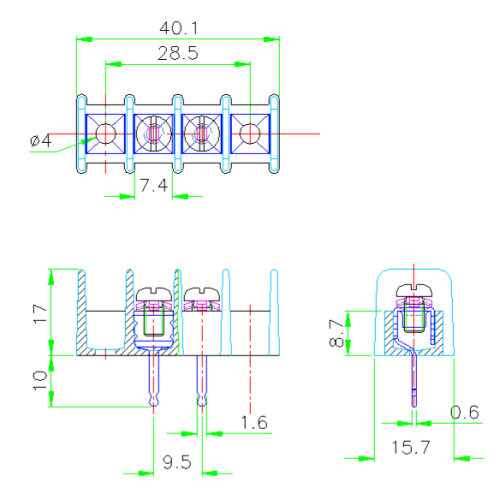 SE184 5Way PCB Terminal block Connector 20A Pitch 9.5mm ET8179