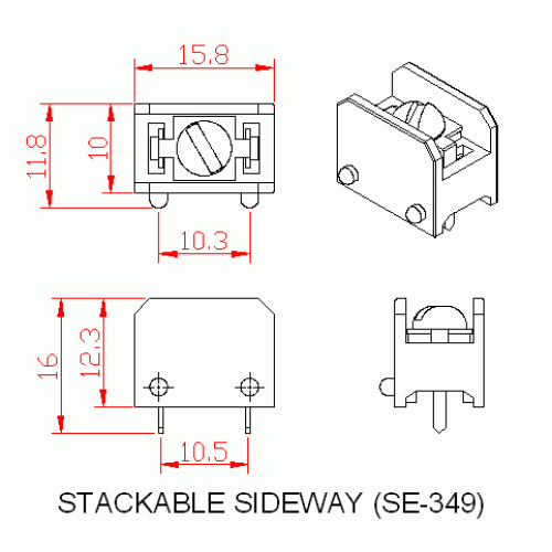 RED SE349 TERMINAL block pcb CONNECTOR Stackable ET8371