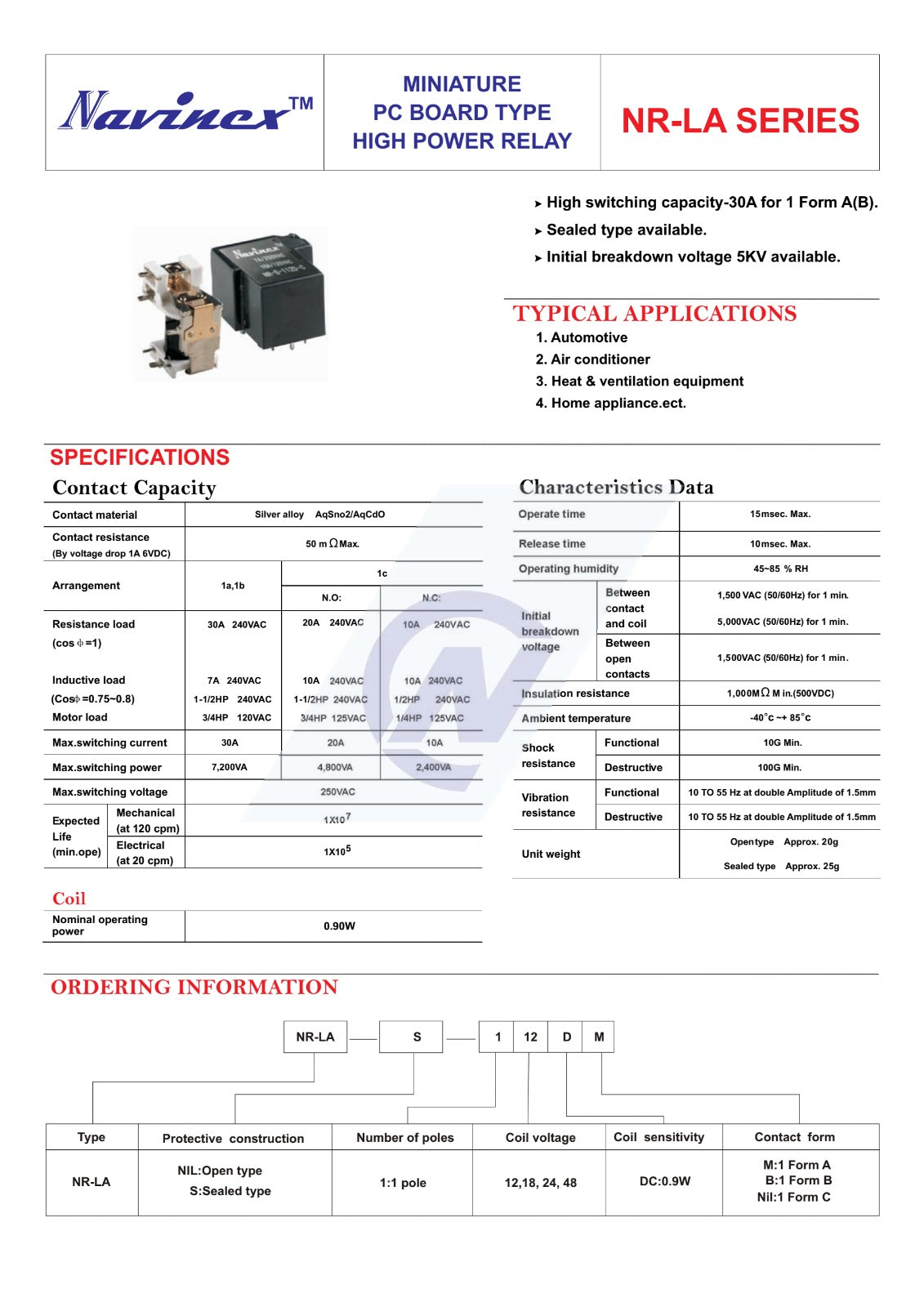 5V 30A T RELAY NR-LA-S-105D-C NAVINEX 5  leg ETE9918