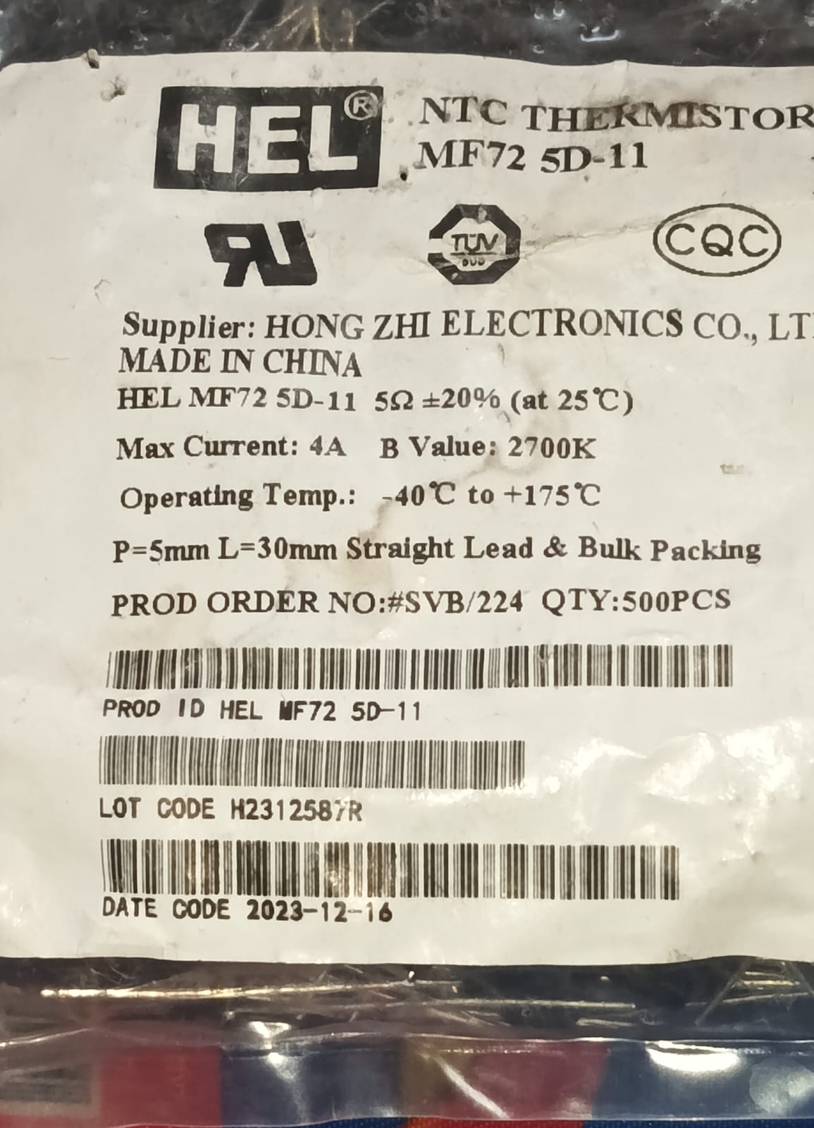 5D-11 NTC thermistor 5 OHM HEL 5D11 ETB8919