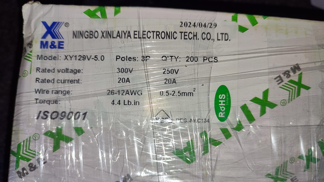 XY129V 3 Pin 5mm PCB Terminal Block connector XINYA 300V 20A 129 3Pin ET9458