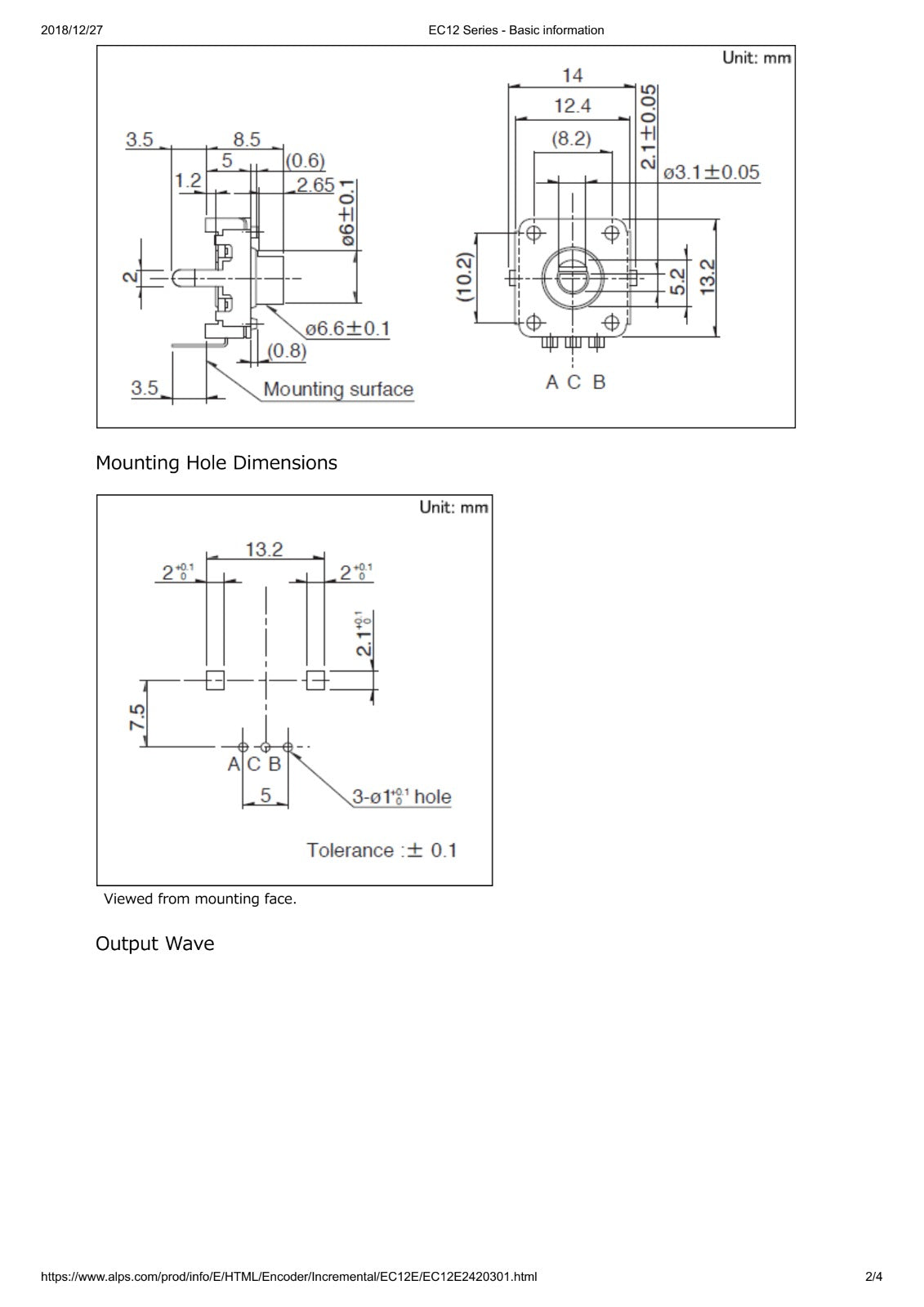 EC12D1564402  ALPSALPINE rotary Encoders ETA2636