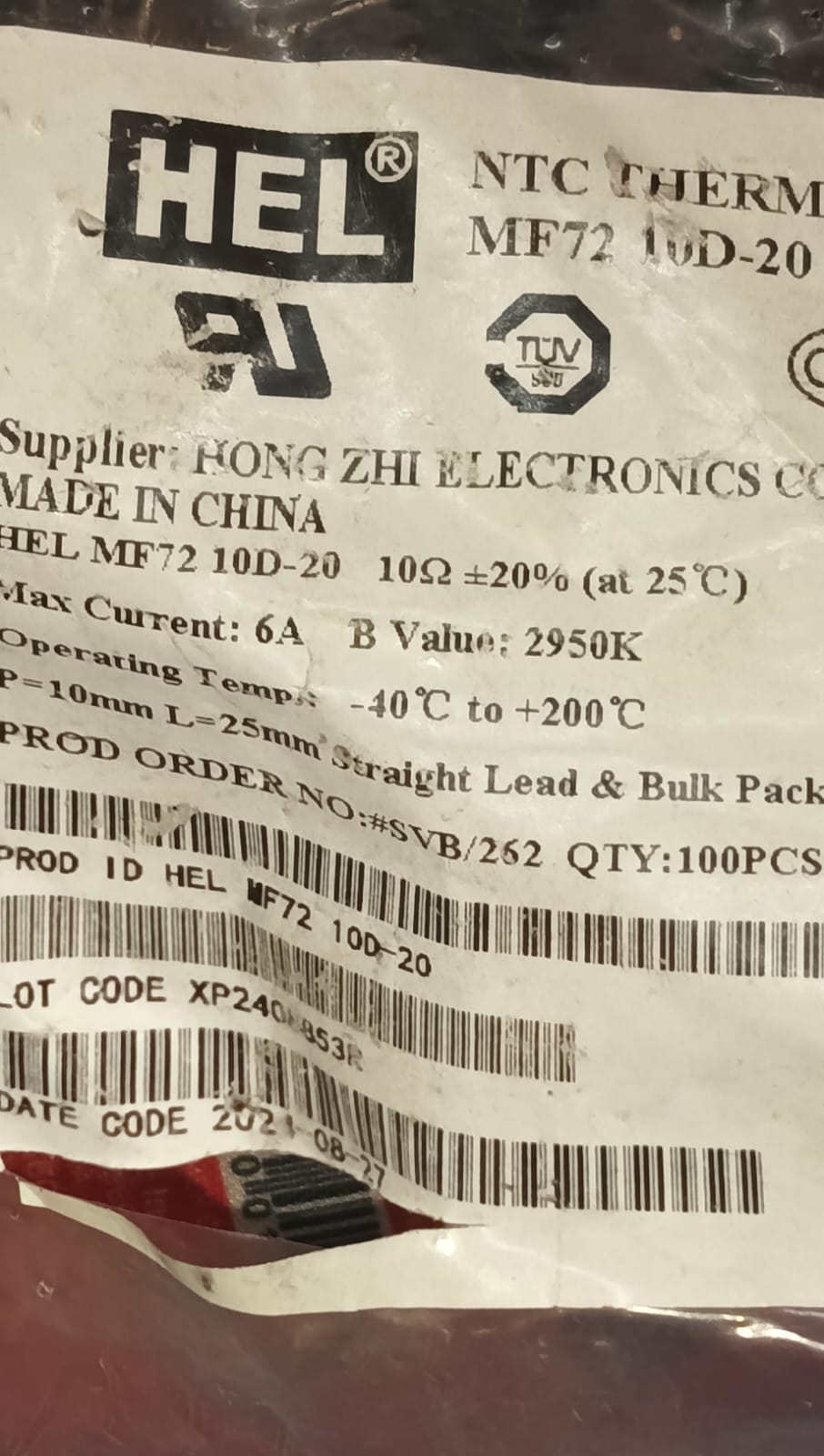 10D-20  NTC thermistor 10 OHM HEL 10D20 ETG7927