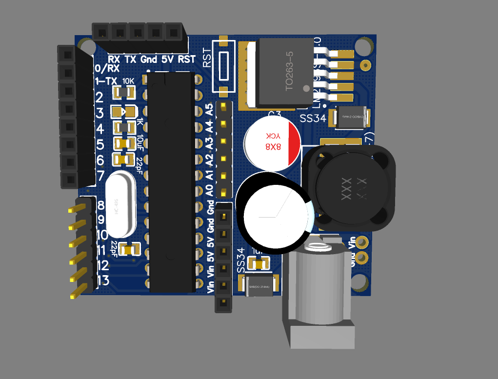 ATMEGA328 OR ATMEGA8 WITH LM2596 BOARD PCB ET9583