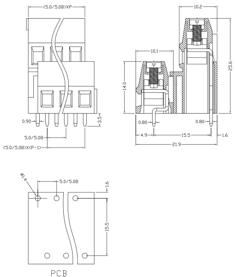 XYEK&EEK508-3P 6PIN 250V 18A TERMINAL BLOCK CONNECTOR XINYA ETD11235
