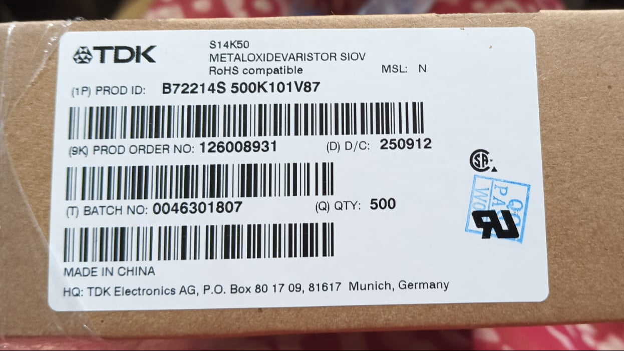 S14K50 TDK  MOV 50V B72214S0500K101 7.5mm 14D50 ETE9940