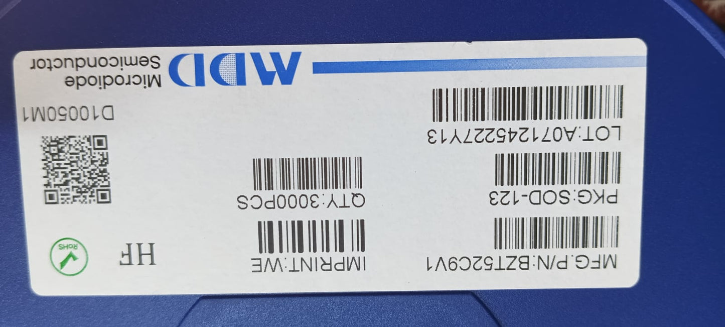 BZT52C9V1 WE SOD123 9.1V 9V1 Zener Diode 0.5W SMD ETD11481