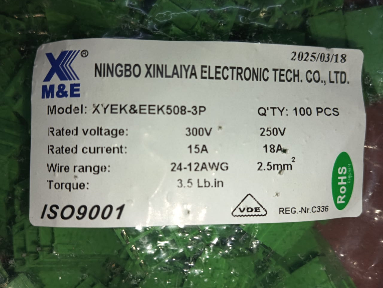 XYEK&EEK508-3P 6PIN 250V 18A TERMINAL BLOCK CONNECTOR XINYA ETD11235